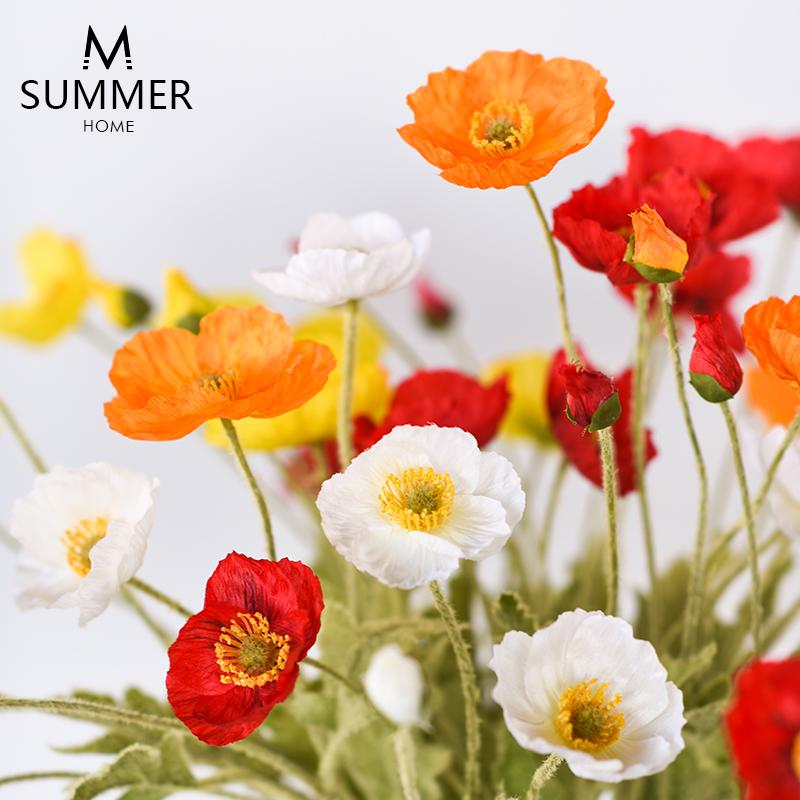 清新小罌粟花仿真花束假花藝家居客廳樣板間清新裝飾品絹花擺件1入 露天市集 全台最大的網路購物市集