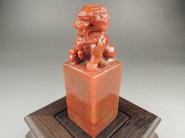 国産得価清朝 古印 寿山石 印材 瑞獣鈕 凍石 サイズ2.7x1.2x6cm 重さ51グラム 印章 篆刻 中国 書道（検 茘枝凍 水晶凍） その他