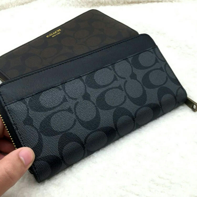 COACH 74597 男士時尚商務皮夾 多功能 拉鏈長夾 零錢包 錢夾 男夾 信用卡夾 男錢包 手拿包
