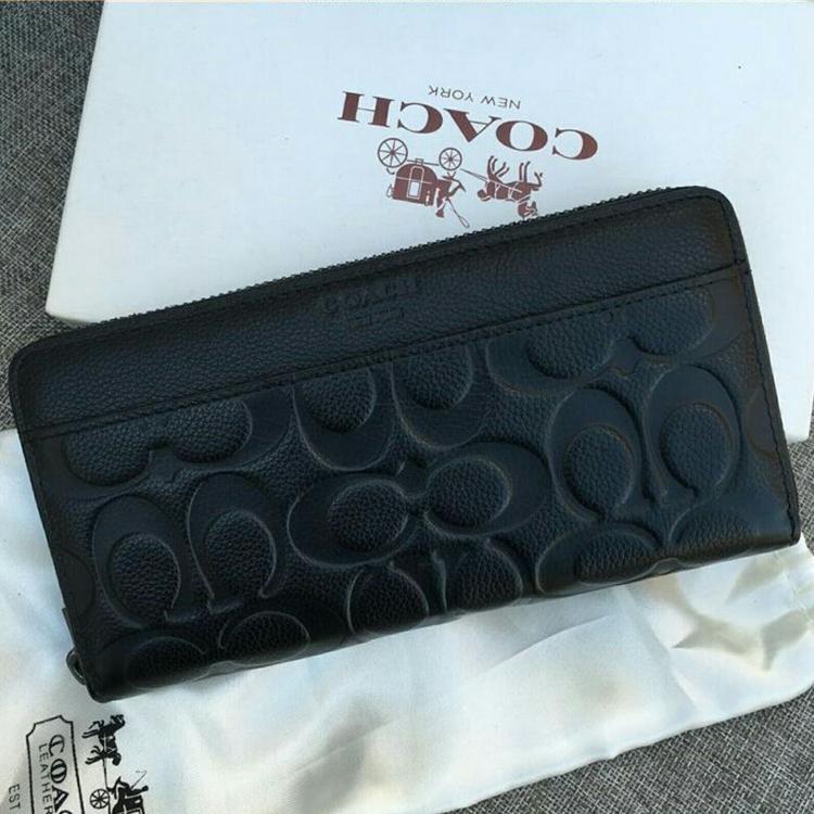 COACH 74597 男士時尚商務皮夾 多功能 拉鏈長夾 零錢包 錢夾 男夾 信用卡夾 男錢包 手拿包