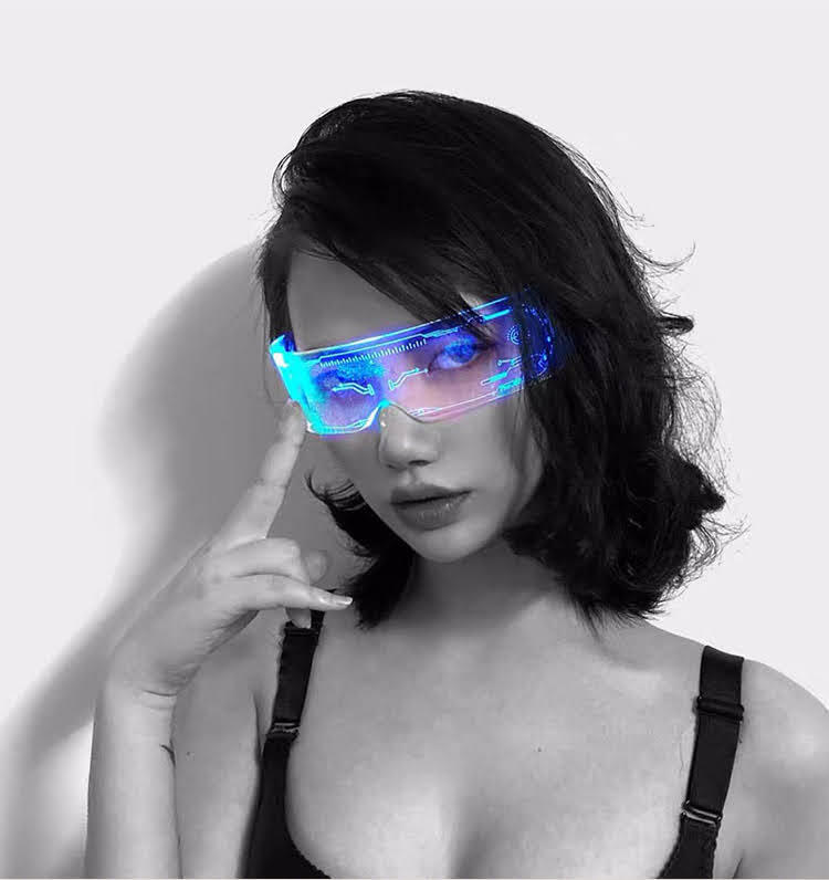 （現貨，當天出貨）科技感眼鏡，七彩發光眼鏡、護目鏡、派對道具、蹦迪眼鏡