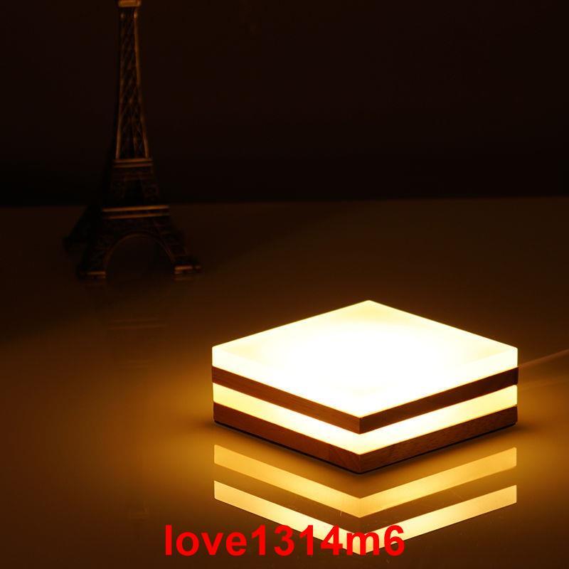 方形LED燈座 實木LED燈具 LED 燈座 LED小夜燈底座 燈飾 無極調光 七彩變光創意小夜燈 裝飾燈 | 露天拍賣